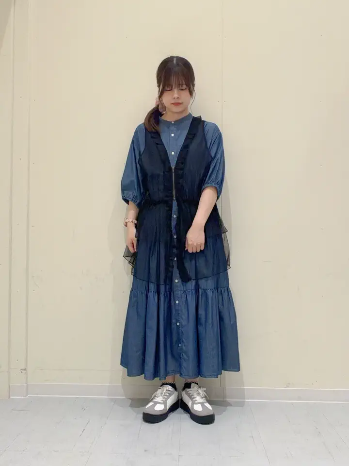サマンサモスモスワンピース　「接触冷感」ライトオンスデニムワン　チャコールグレー セール】 【接触冷感】ライトオンスデニムワンピース