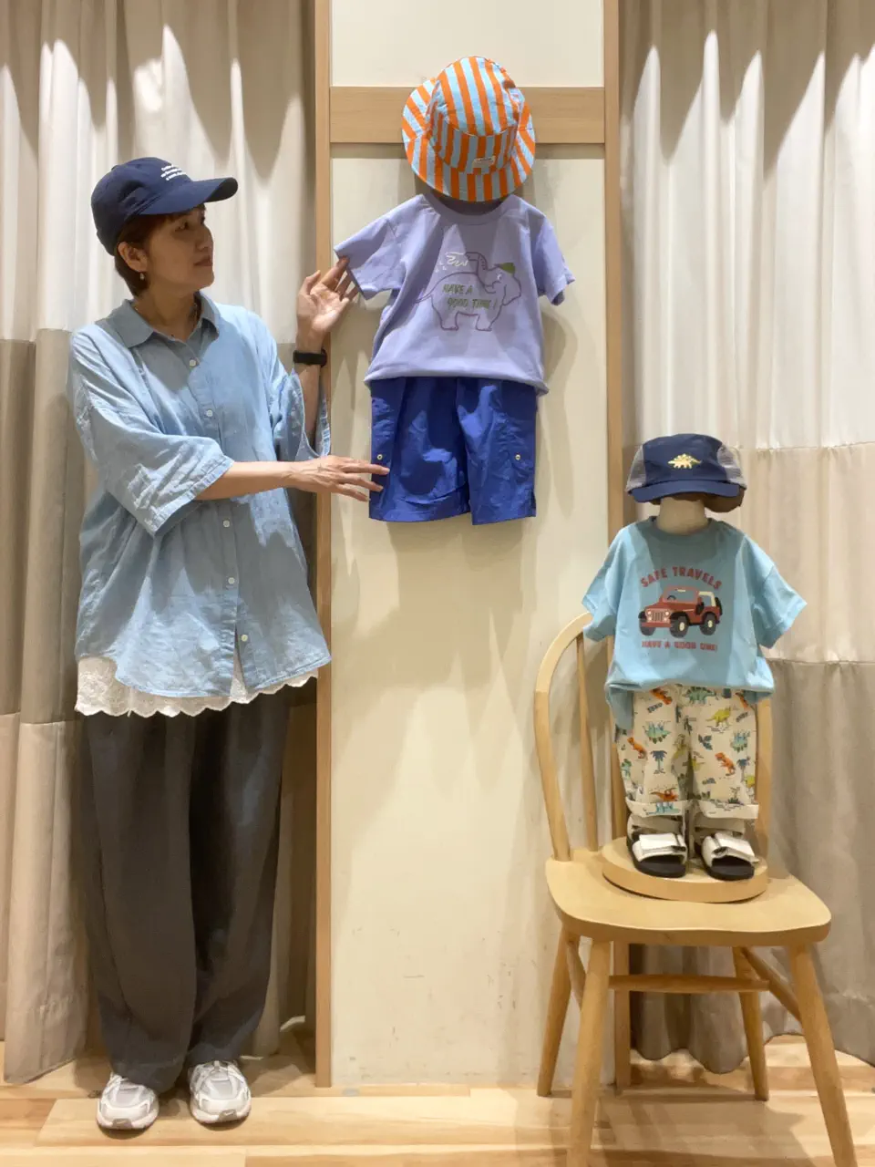 セール】 ハーフ丈恐竜柄ひんやりパンツ（モカ/キナリ/ボトムス/パンツ