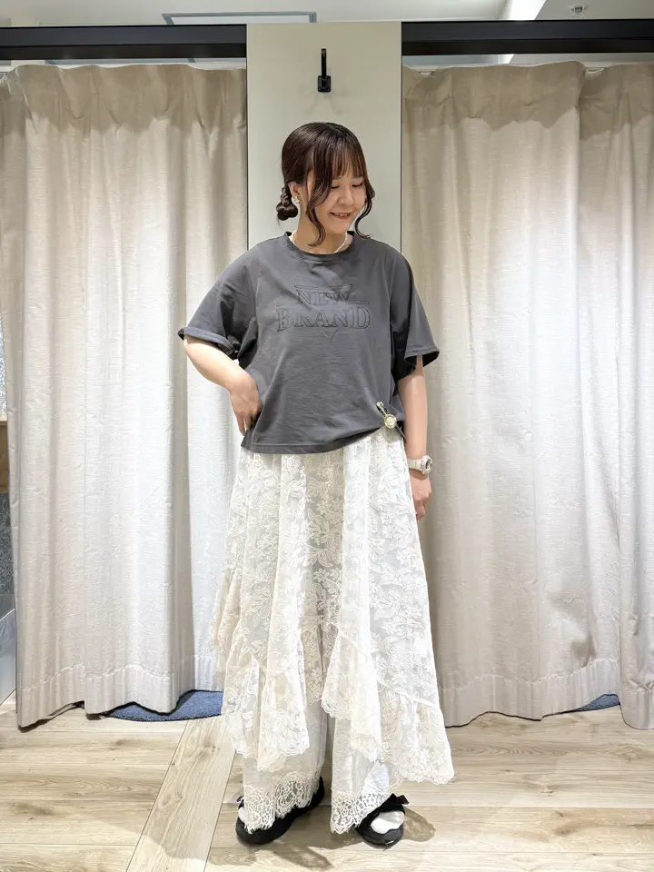 セール】 シルケット天竺ワイドアームプリントTシャツ（オフホワイト