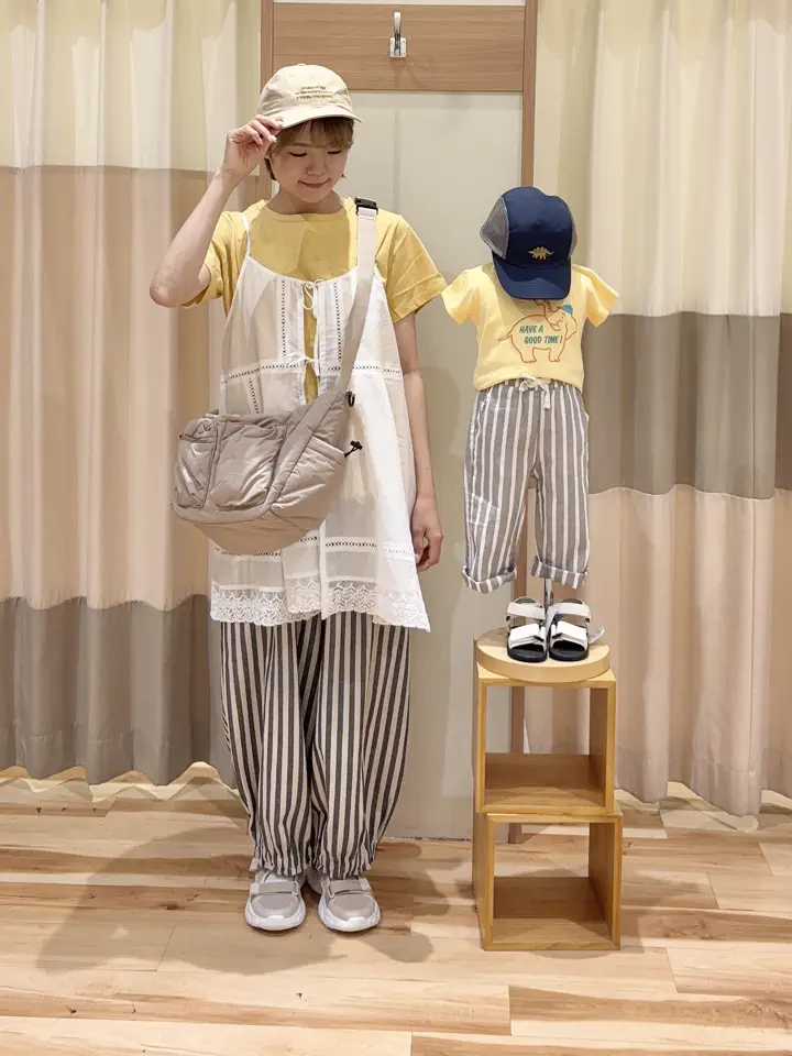 ☆ダンガリーイージーパンツ（オフホワイト/ブラウン/ネイビー