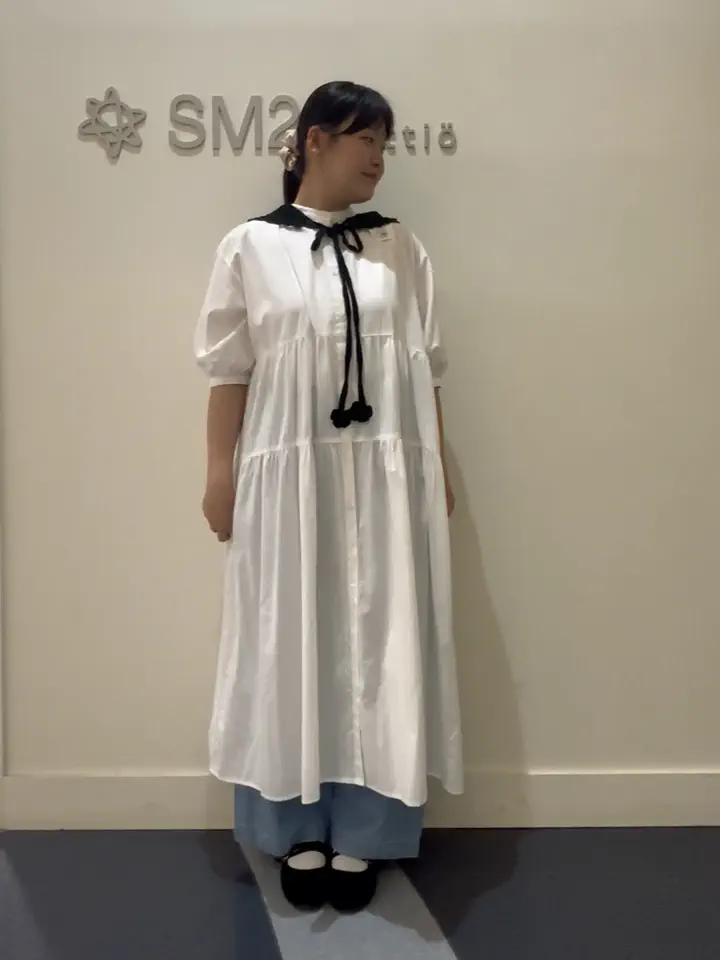 セール】 柄アソートティアードワンピース（オフホワイト/サックス