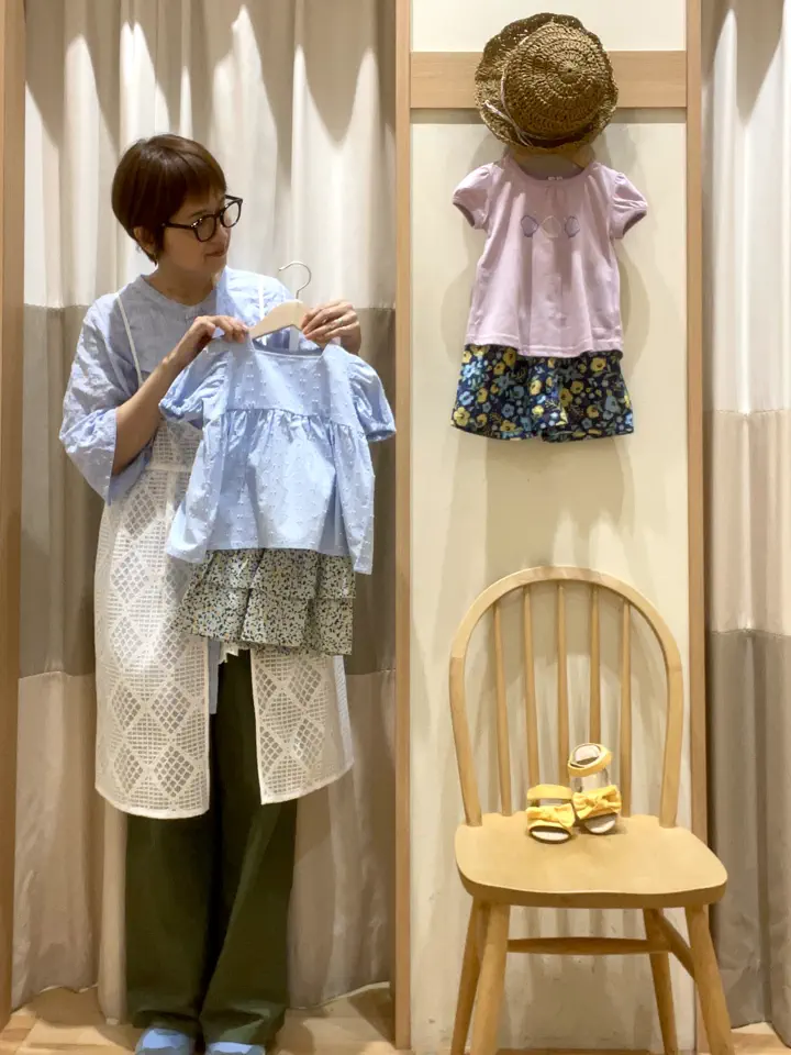 セール】 【140・150】花柄フリルキュロット（ミント/サックスブルー