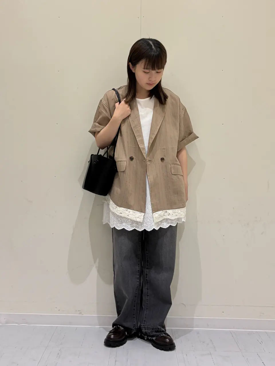 セール】 【ECO DENIM】ストレートパンツ（チャコールグレー/サックス