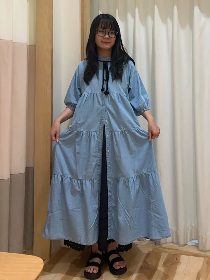 セール】 【接触冷感】ライトオンスデニムワンピース