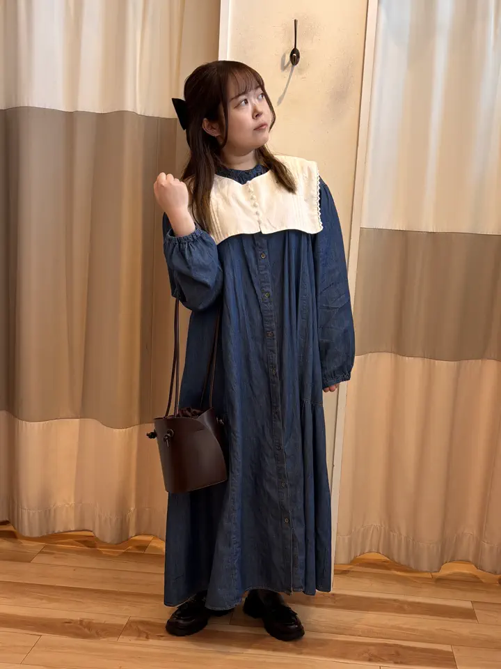 セール】 【SA刺繍】くるみボタンセーラー付け襟（オフホワイト
