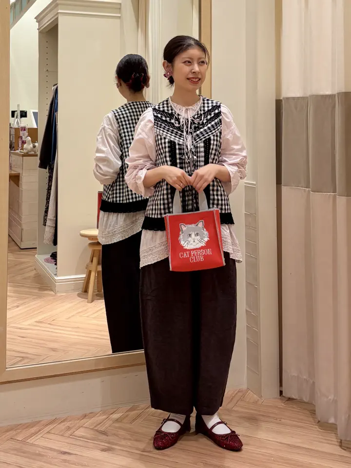 セール】 レース×ピンタックリボンベスト《限定カラーあり》（ブラック