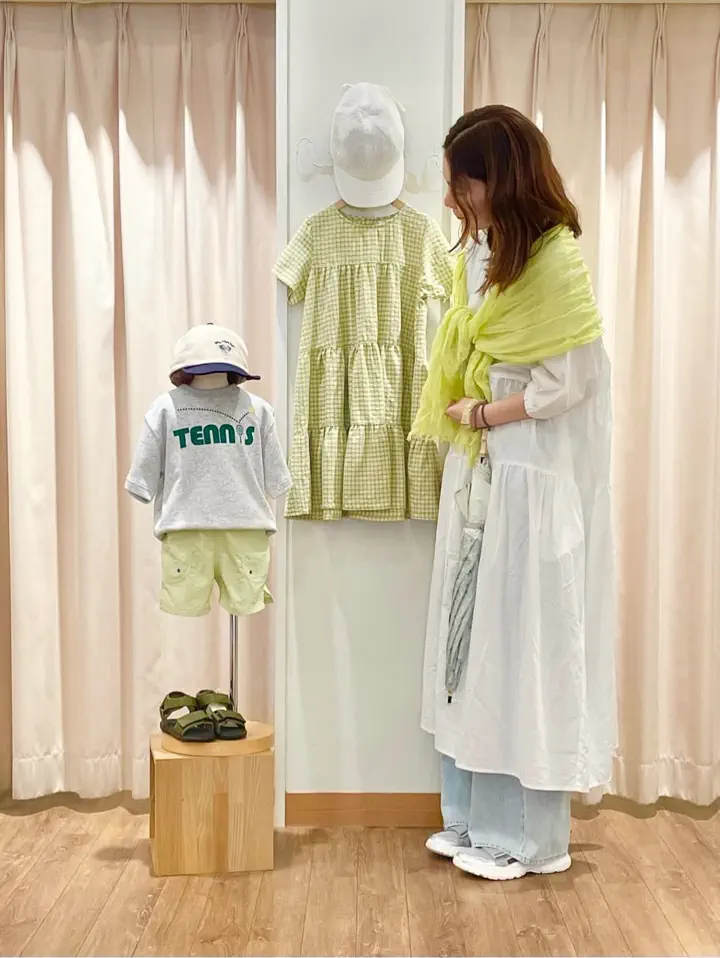 セール】 ☆チェック柄ティアードワンピース（イエロー/ブルー