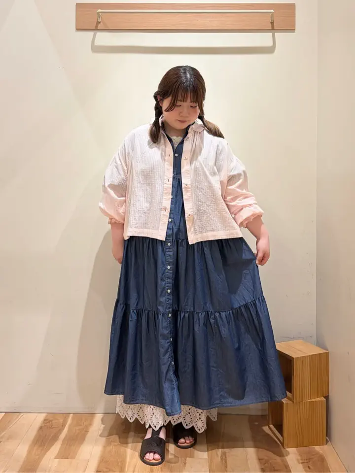 セール】 【オーガニックコットン】デニムティアードワンピース