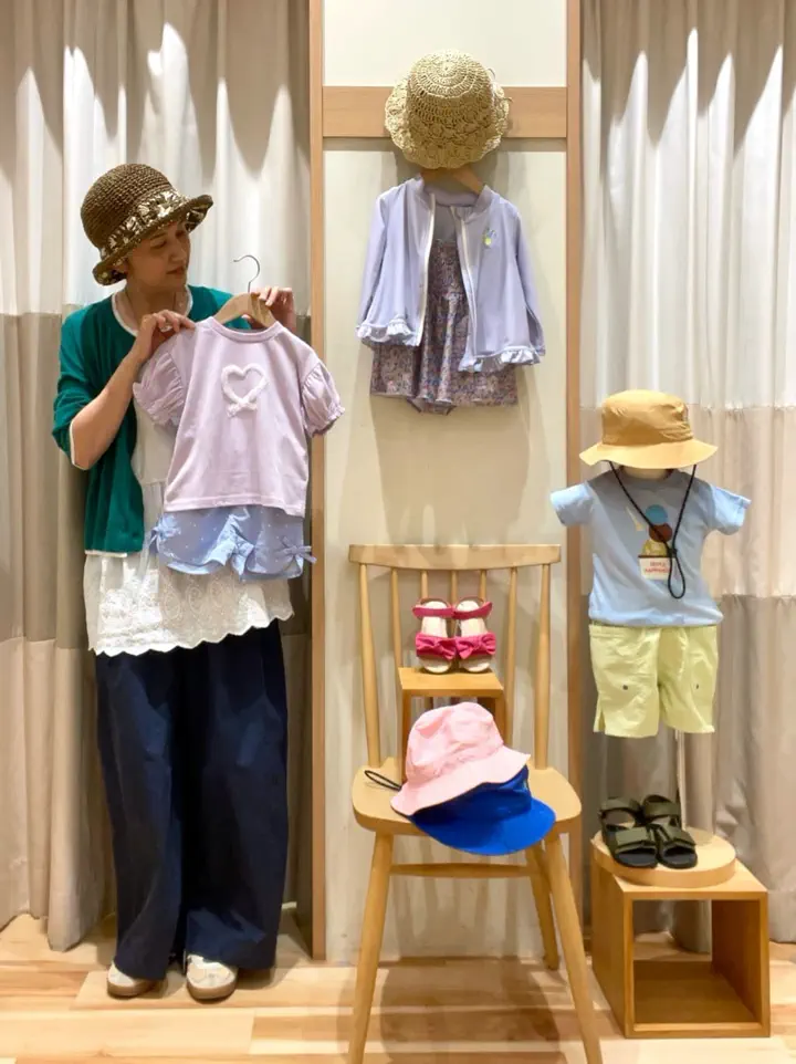 水陸両用ドットプリントショートパンツ（サックスブルー/ラベンダー