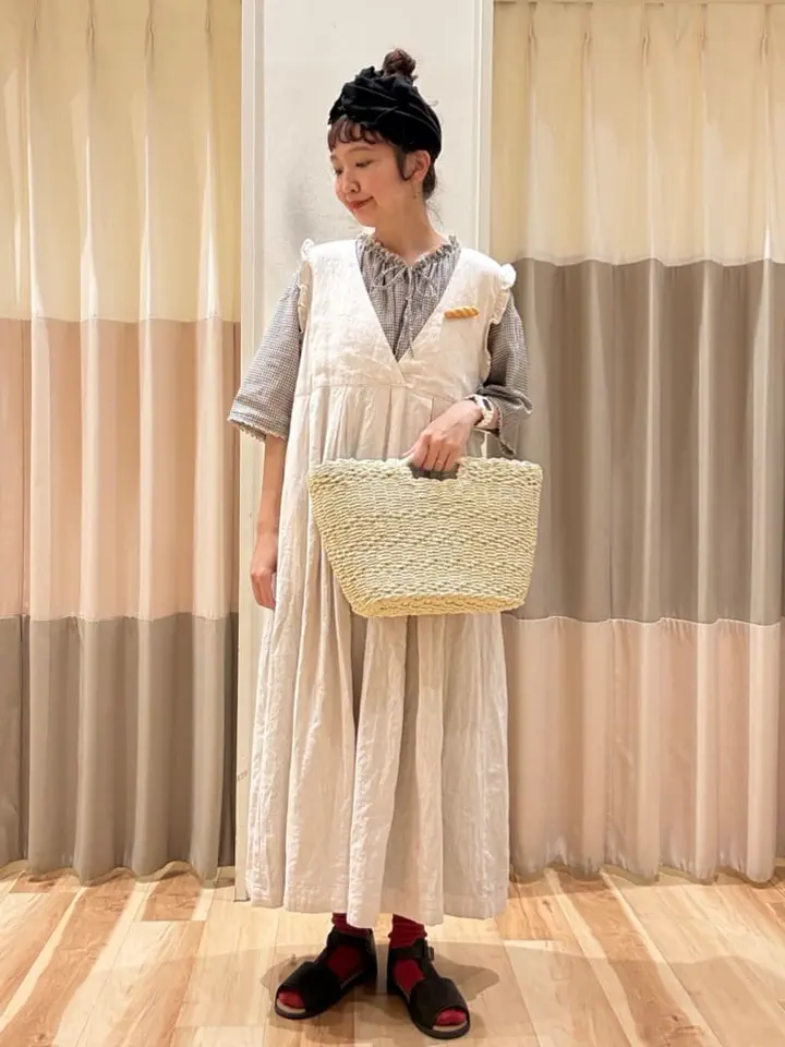 セール】 【Cross×Linen】肩フリル前後2WAYジャンパースカート