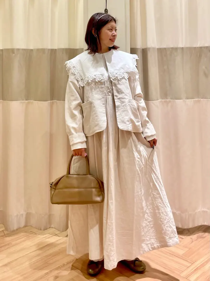 セール】 【Cross×Linen】クルーネックジャケット（ブラック/ベージュ