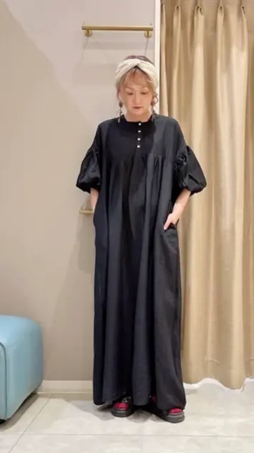 高身長さん向けサイズあり】袖ボリューム前後2wayワンピース