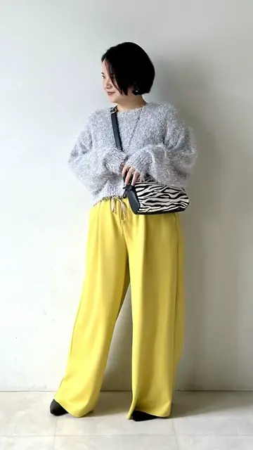 6(ROKU) ラメ ファーモチーフ ショート プルオーバー ニット