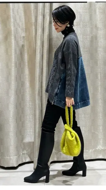 スクエアトゥロングブーツ