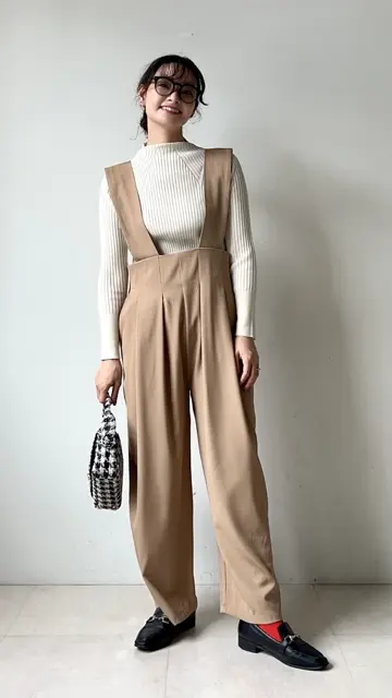 esica の ハイウェストボタンサロペット