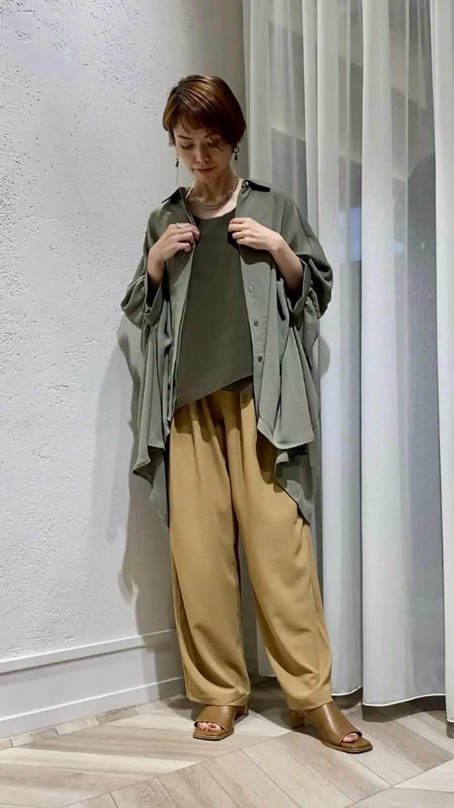 麻ライクドルマンシャツチュニック