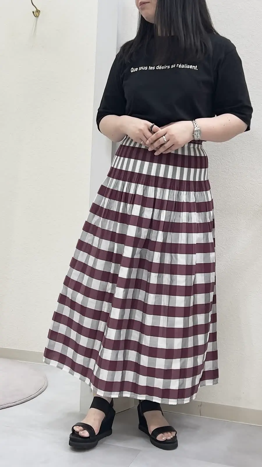 ブルーレーベルリバーシブルベージュチェックスカートサイズ38