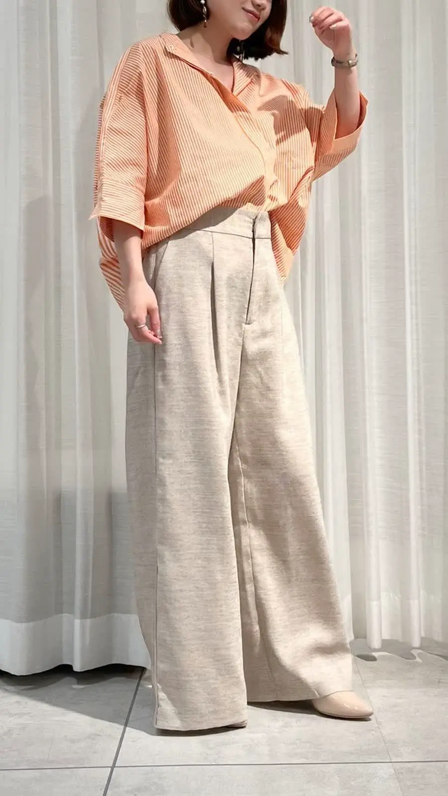 SS/LOOK掲載］リネンライクパイピングパンツ