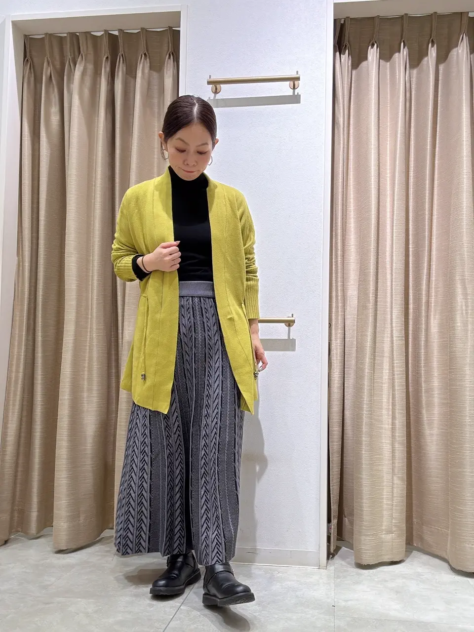 【BALLANTYNE】カシミヤ100% 金ボタン ノーカラーカーデ36イエロー BALLANTYNE カシミアカーディガン セーター ニット ピュアカシミヤ