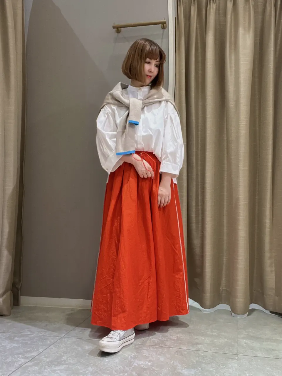 極美品　近年　デサントゴルフ　セットアップ　プリーツ　スカート　オレンジ 4/4/2026のMATSUの投稿
