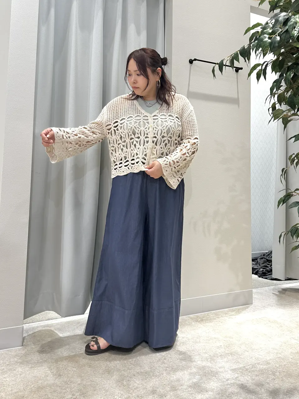 クロシェミックス編みカーディガン