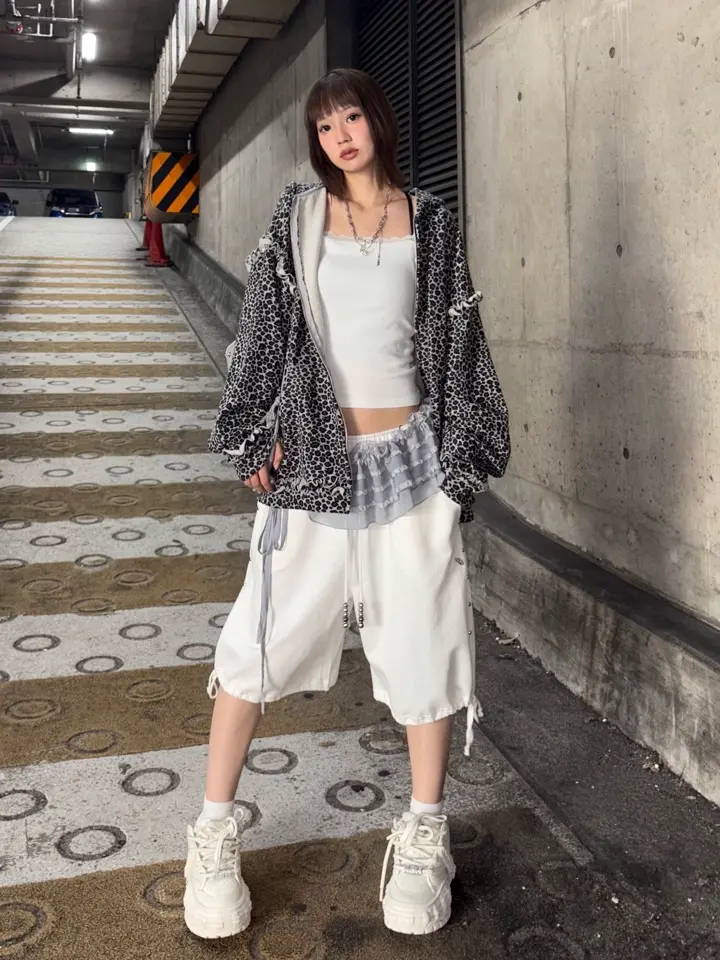 GATELESS】 LEOPARD FRILL ZIP UP HOODIE – PRESSING WEB SHOP