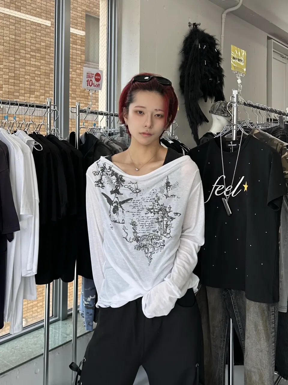 LU'U DAN Mesh Long Sleeve ルーダン シースルートップス シースルーレーススリーブトップス[品番：FROW0001615]｜by muni:r トップス