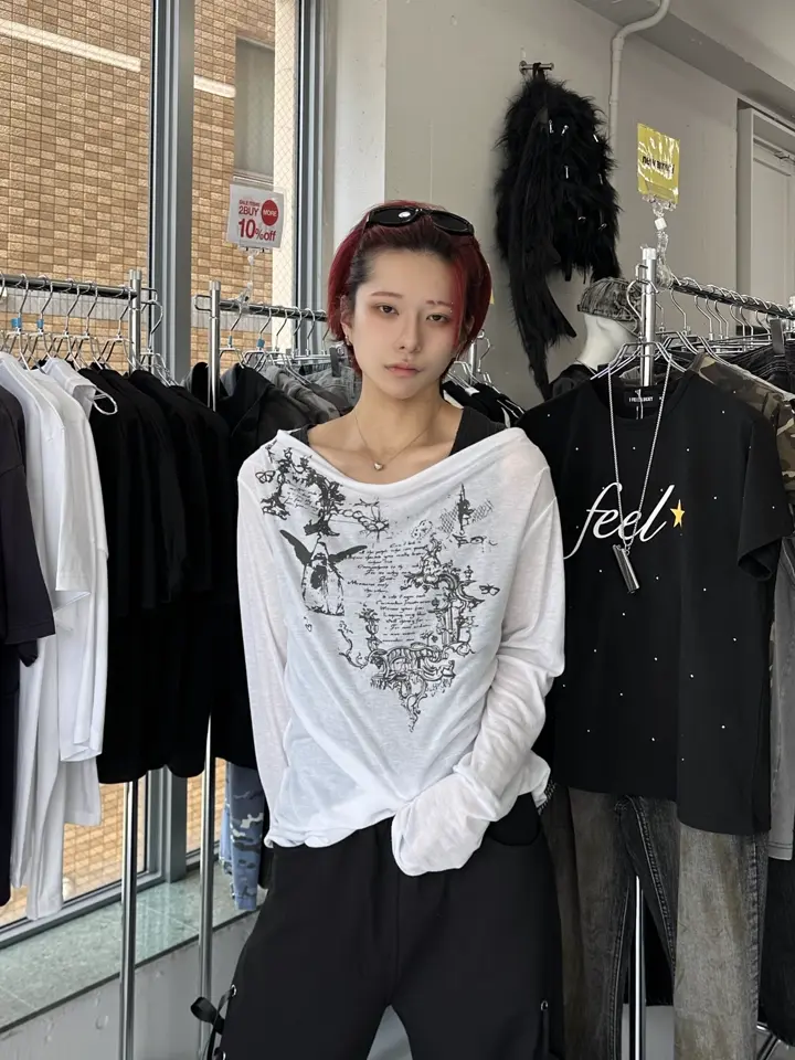 Never mind the XU】see-through loose long sleeve – PRESSING WEB SHOP
