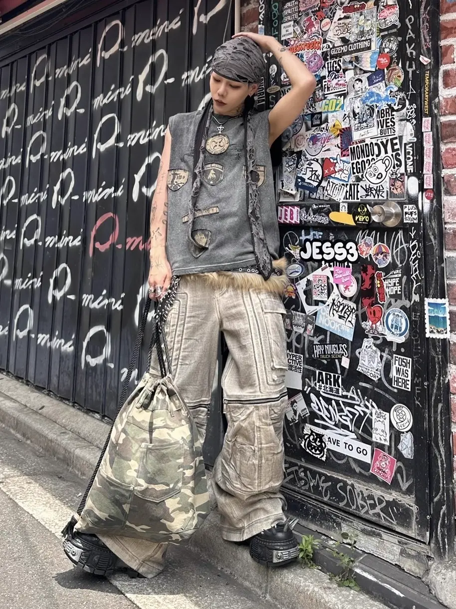 受注制【Never mind the XU】camouflage denim knapsack – PRESSING