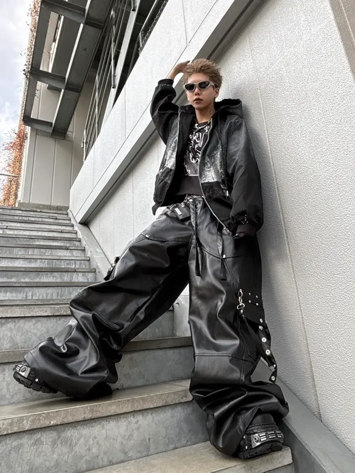 haveyoudiedbefore?】Bondage, Leather Oversized Pants /【ハブユー
