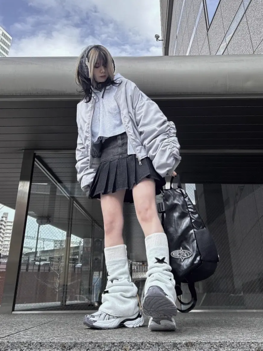 受注制【Never mind the XU】heart pocket pleats denim skirt (2color
