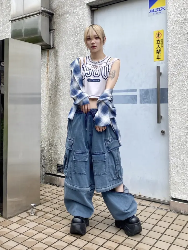 Never mind the XU】2way denim wide cargo pants (2color) – PRESSING