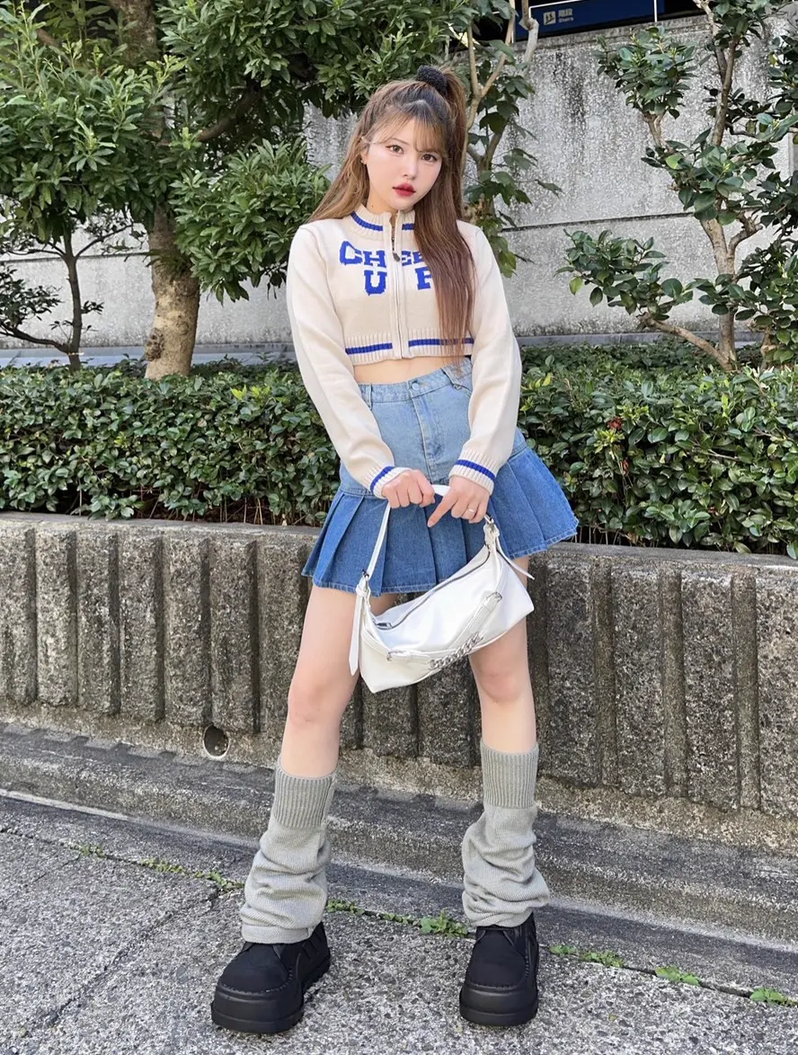 【新品未使用・未開封】百名品 2プリーツ テーパード コーデュロイ XS 受注制【Never mind the XU】heart pocket pleats denim skirt (2color