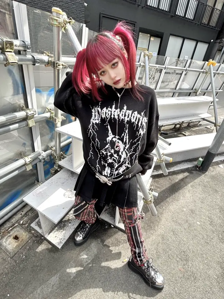 受注制【Never mind the XU】button pleats denim skirt (2color