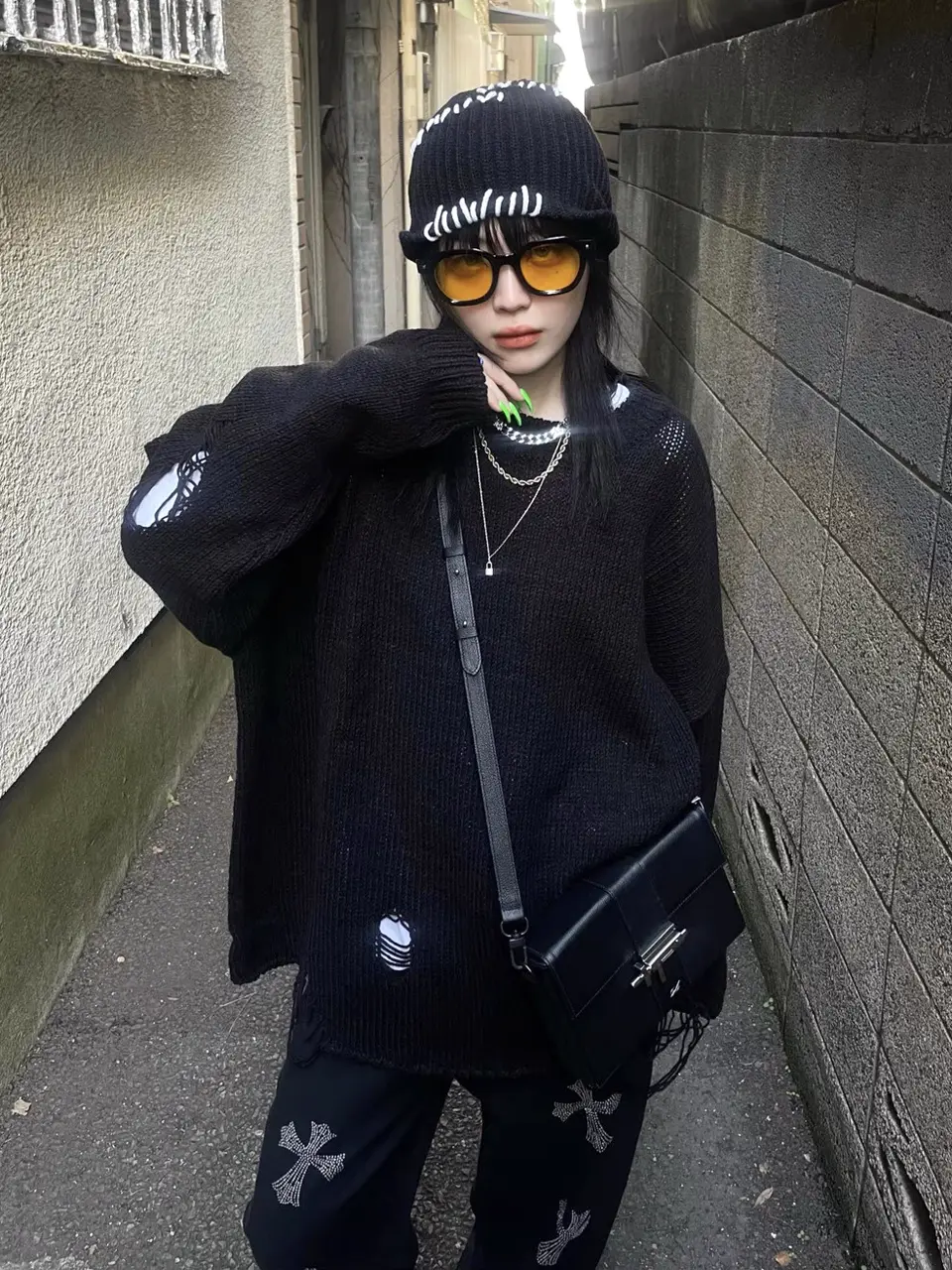 受注制【Never mind the XU】damage knit (2color) – PRESSING WEB SHOP