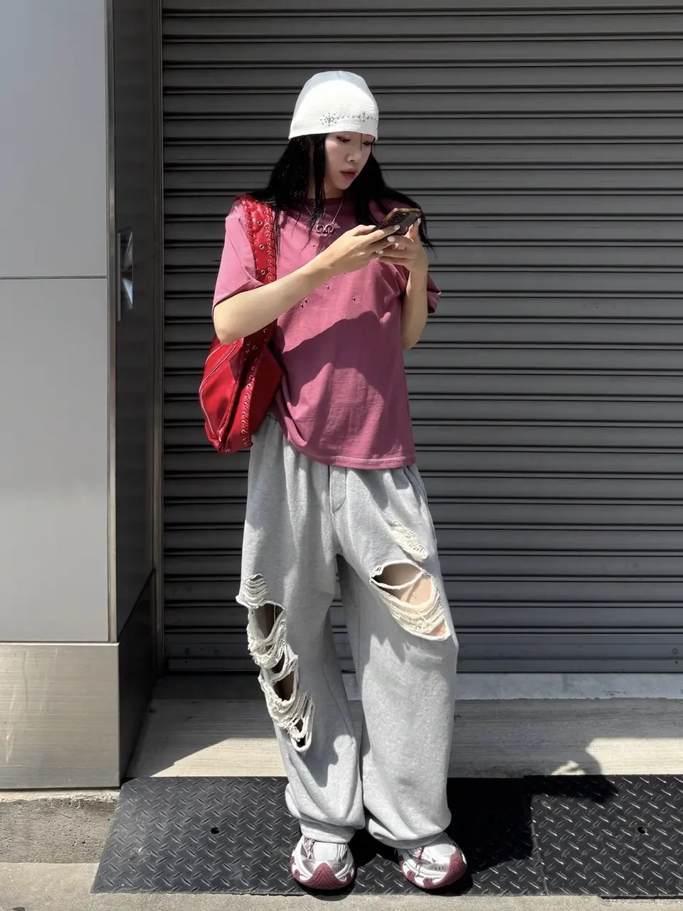 受注制【Chikashitsu +】full length crash sweat pants (2color