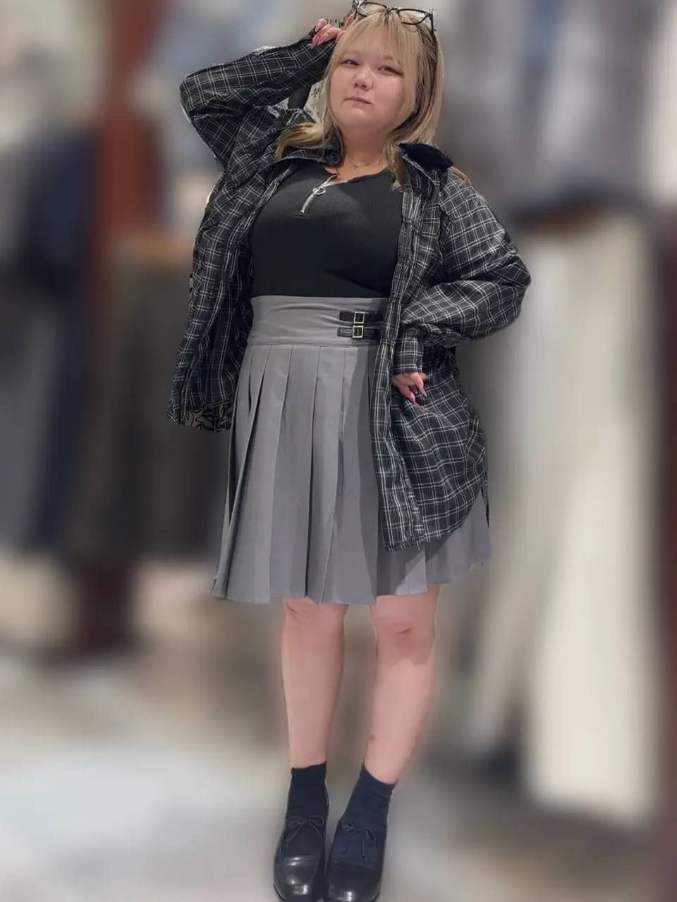 ハーフZIPリブタンクトップ（大きいサイズ・ぽっちゃり女子向け