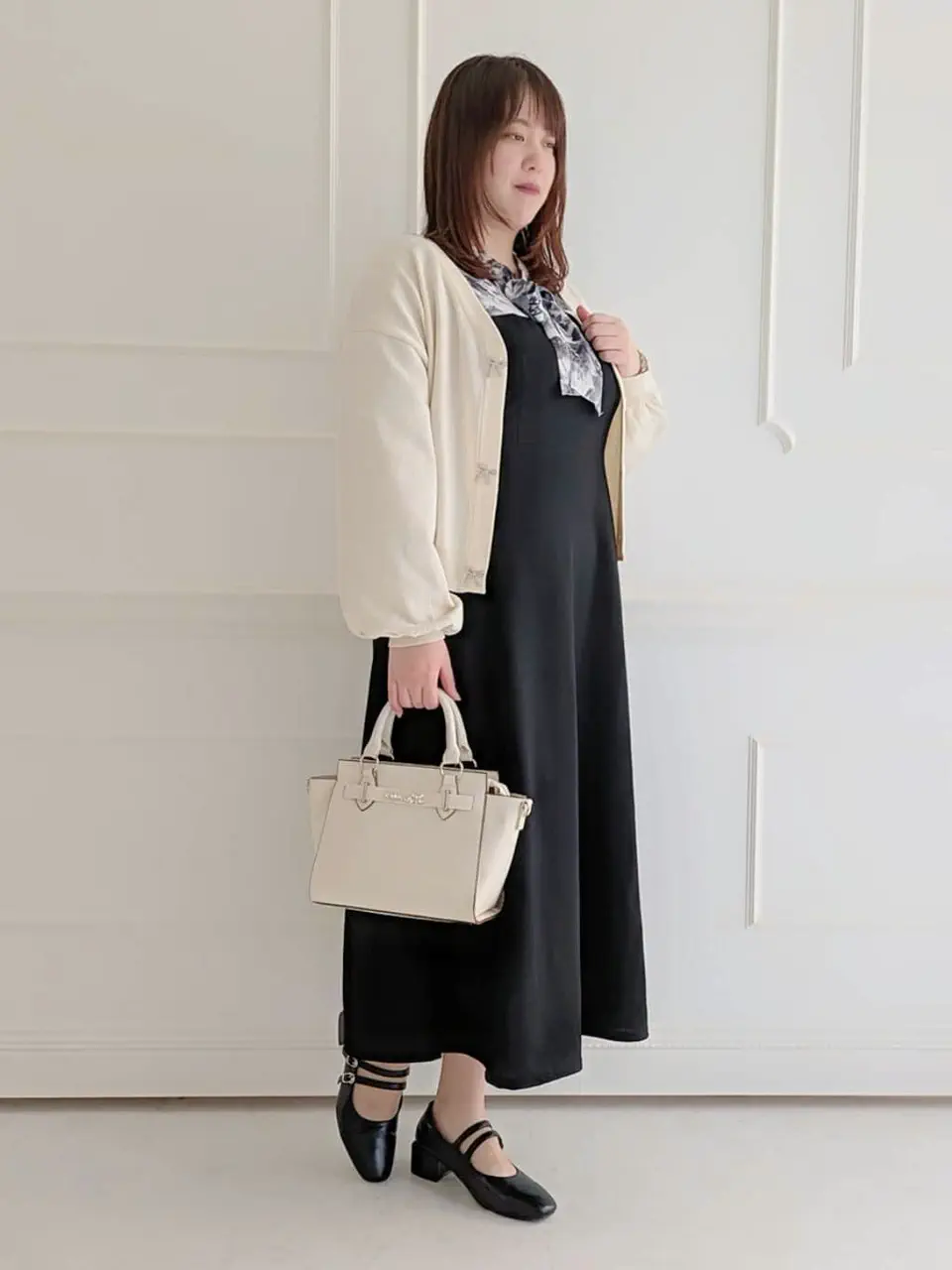 花柄ボウタイドッキングワンピース（大きいサイズ・ぽっちゃり女子向け