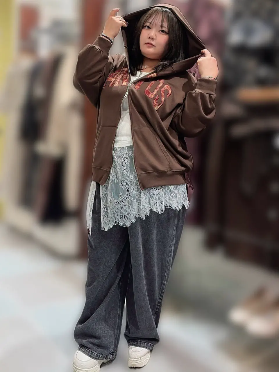 ハーフZIPリブタンクトップ（大きいサイズ・ぽっちゃり女子向け