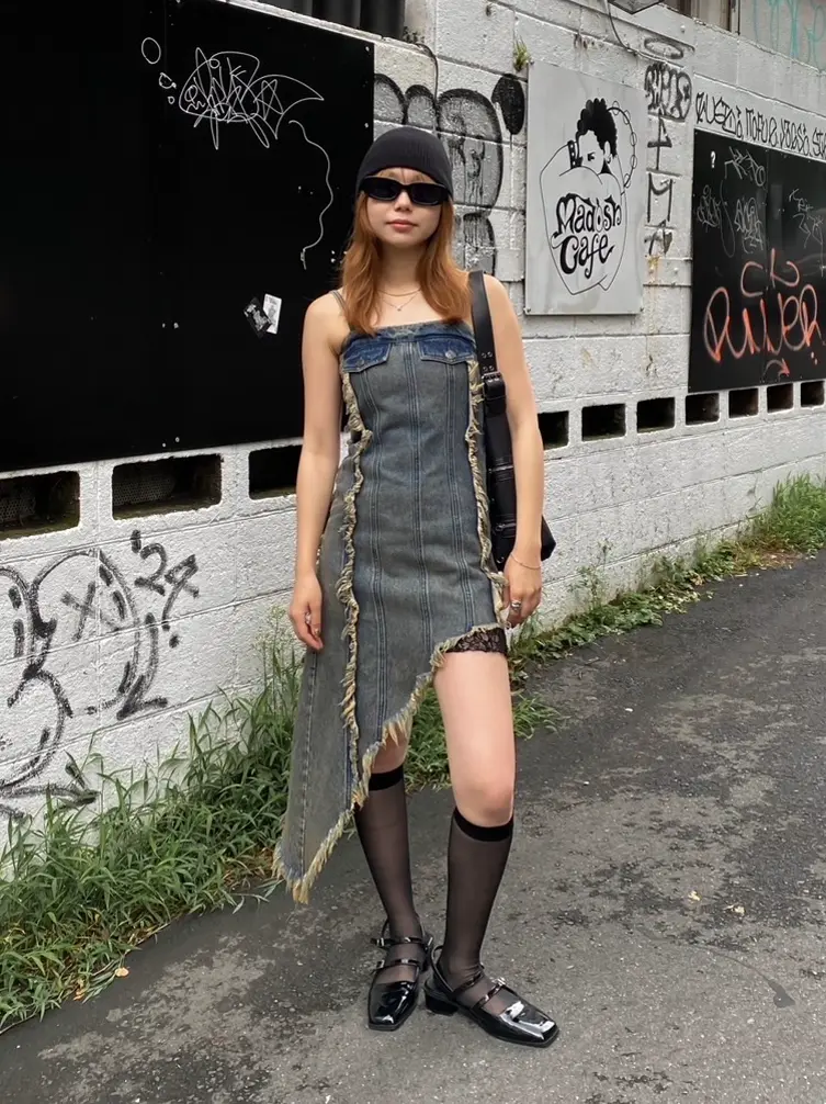Fringe asymmetry denim dress｜ACLENT（アクレント）