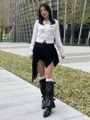 グッチ　アシンメトリーミニスカート XU（エックスユー）の「【XU】asymmetry check skirt