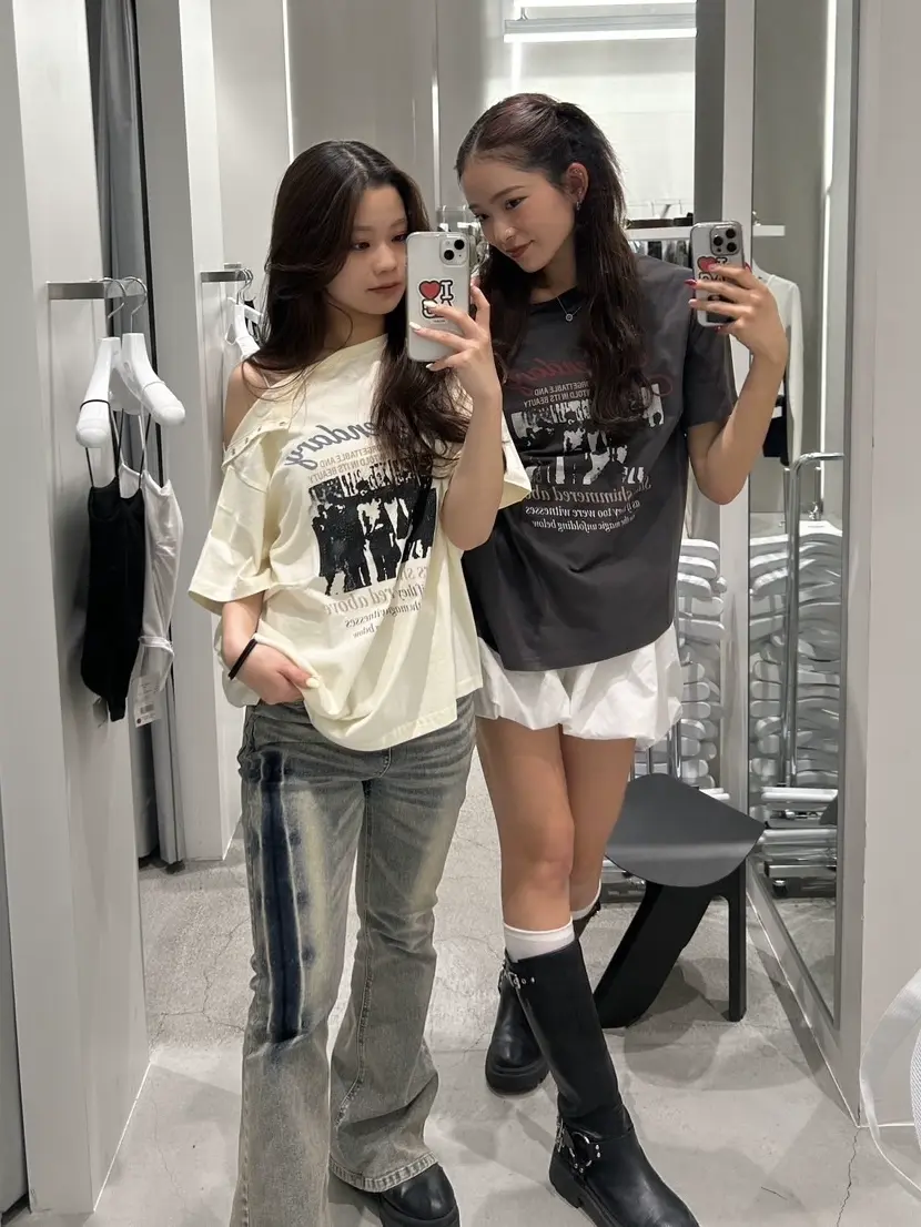 2WAY アシンメトリーヴィンテージTシャツ 2WAYアシンメトリーヴィンテージTシャツ（Tシャツ/カットソー