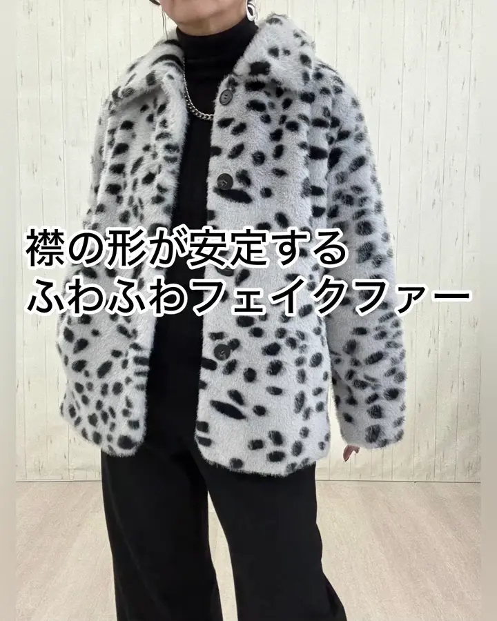 ダルメシアン柄プリント フェイクファー ショートコート 通販 - ディノス