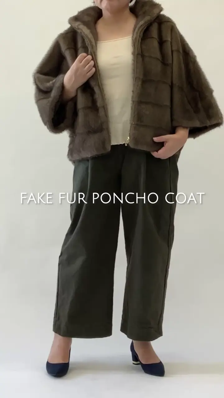 フェイクミンクファー ポンチョコート 通販 - ディノス