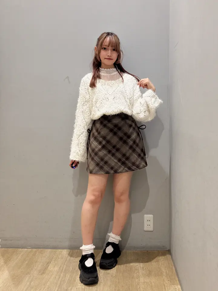 【Hi-chi⭐︎】　セミオーダー シャギーミックス透かしハート柄ニット/earth music&ecology（アース