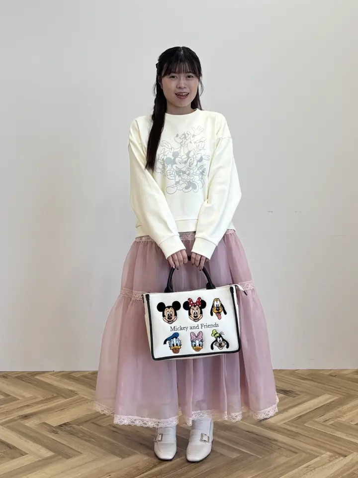 ミッキー/フレンズ/さがら刺繍ショルダー付きバッグ/Areeam（アリーム