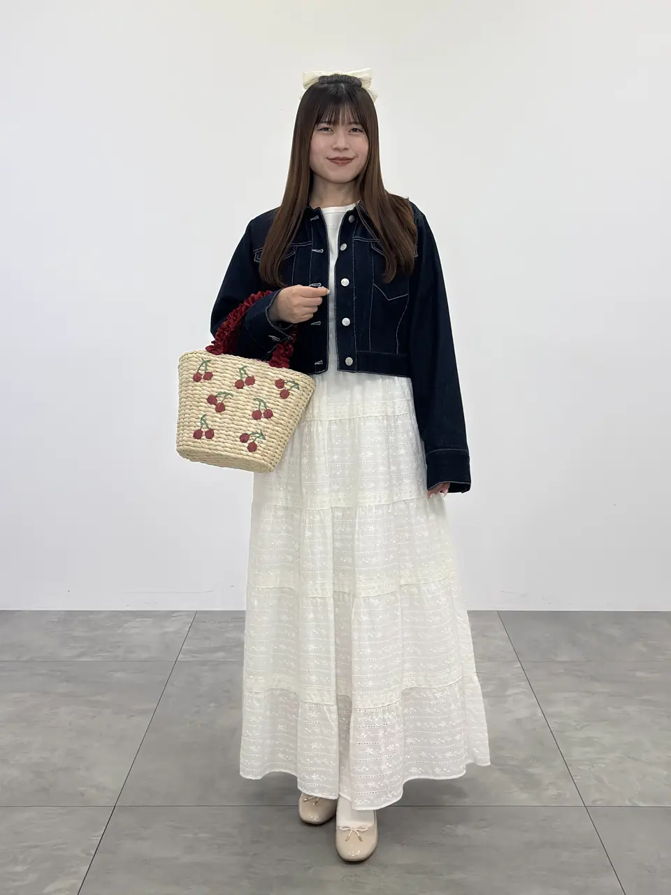 チェリー刺繍メイズカゴバッグ/Maison de FLEUR（メゾン ド フルール