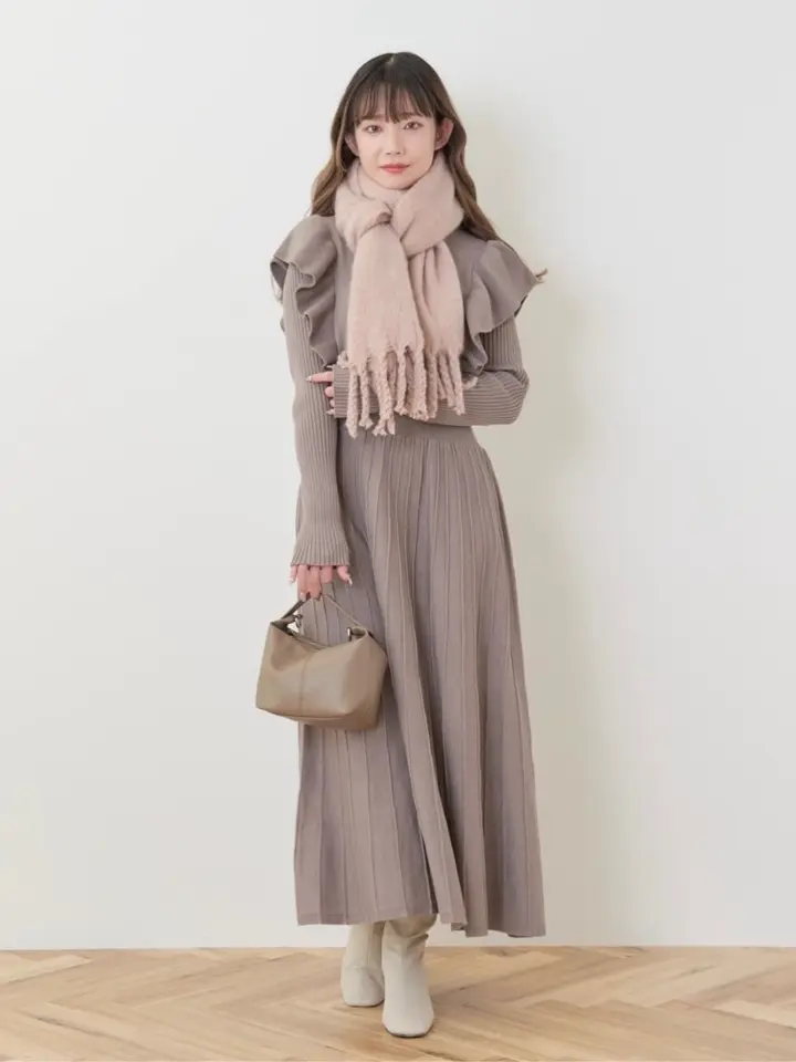 ショルダーフリルニットワンピース/earth music&ecology（アース