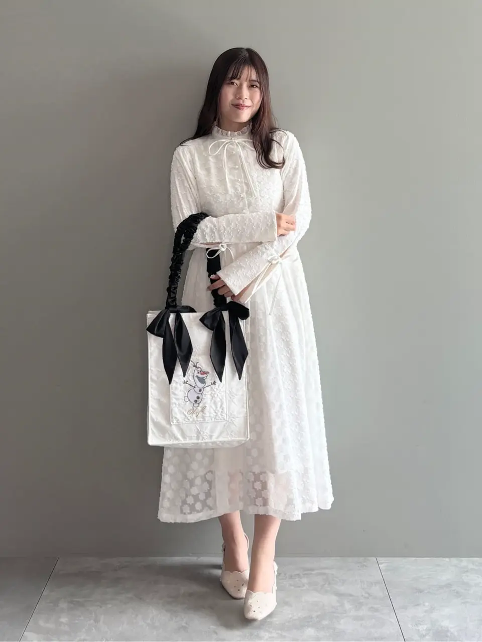 リボン付きカットジャガードワンピース/Areeam（アリーム）の