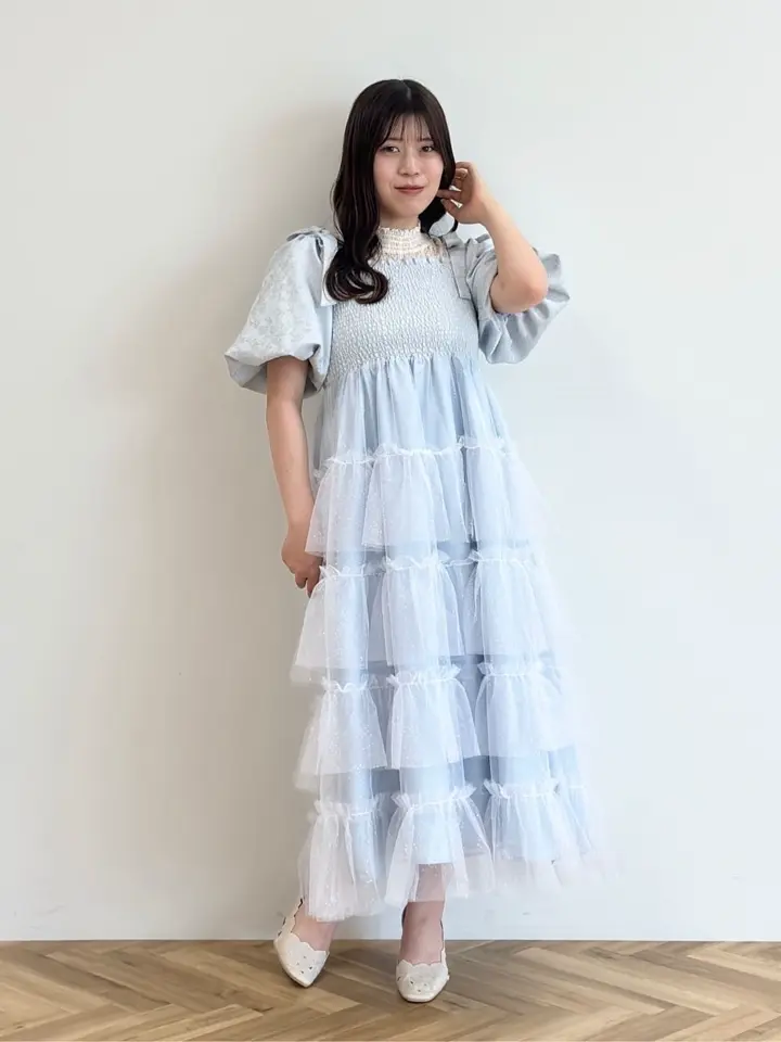 アリーム ジャガードパフスリーブチュールワンピース ジャガードパフスリーブチュールワンピース/Areeam（アリーム）の